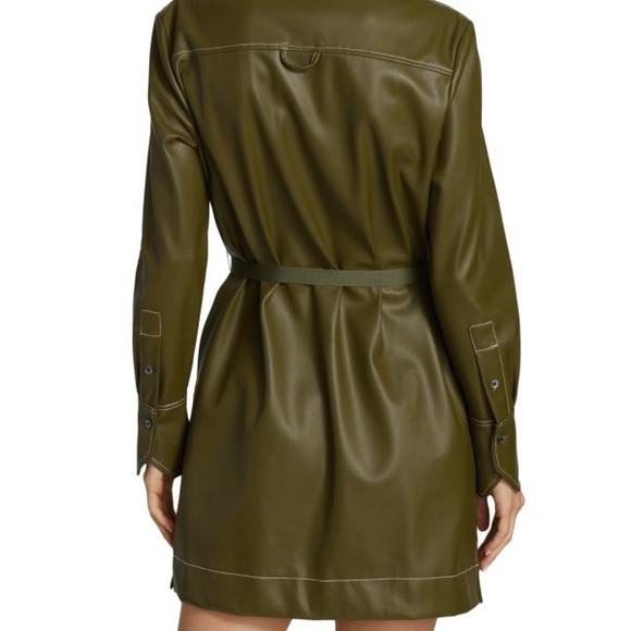 STAUD Lynn Belted Faux Leather Shirtdress  Sz SMALL - Picture 3 of 7